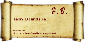 Hahn Blandina névjegykártya